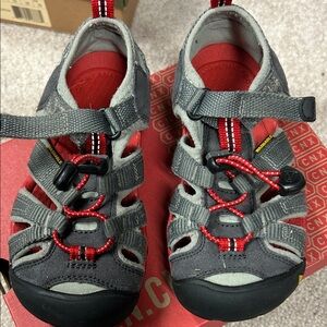 Keen Kids Gray and Red Closed-Toe Sandals